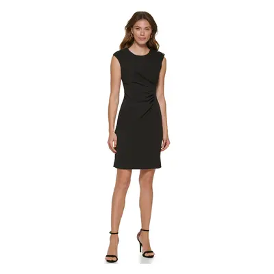 DKNY Women's Jewel Neck Dress Sleeveless Sheath Short Length Black