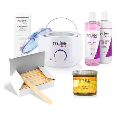 Mylee Complete Waxing Kit, Includes Salon Quality Wax Heater, Soft Cream Wax, Waxing Strips, Spa