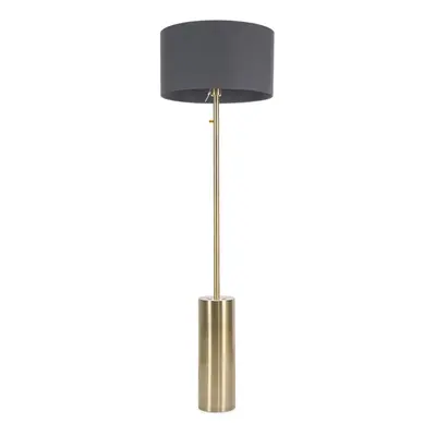 ValueLights Lexy Charcoal Shade and Gold Dimmable Floor Lamp & Bulb