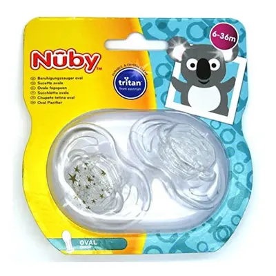 2 x Nuby Natural Classic Orthodontic Design Oval Teat, BPA-Free Silicone Dummy & Pacifier for Ba