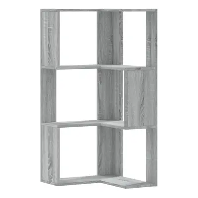 (grey sonoma) vidaXL Corner Bookcase 3-Tier Corner Bookshelf Corner Rack Engineered Wood