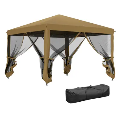 Outsunny Heavy Duty Pop Up Gazebo with Removable Mesh Sidewall Khaki