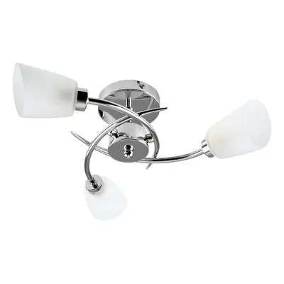 Modern Way Spiral Polished Chrome Ceiling Light Fitting with Frosted Glass Shades - Complete wit