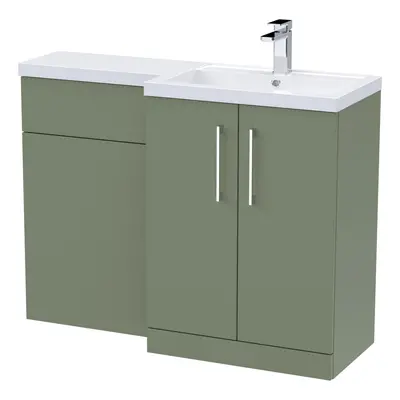 Level Furniture Combination Vanity Basin and WC Unit Right Hand - 1100mm x 390mm - Satin Green -