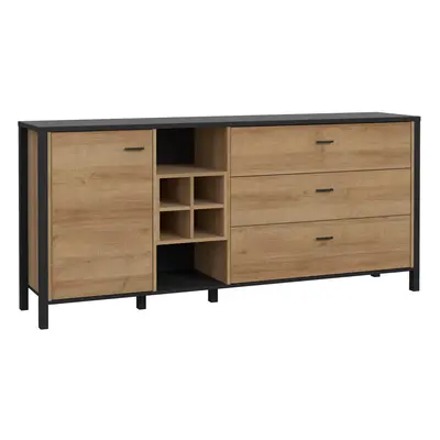 High Rock (Large) Sideboard in Matt Black/Riviera Oak