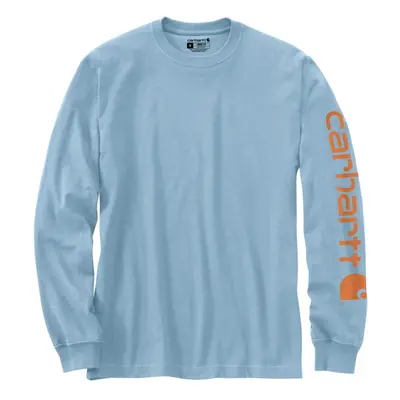 Carhartt Men's Big & Tall Loose Fit Heavyweight Long Logo Sleeve Graphic T-Shirt Moonstone