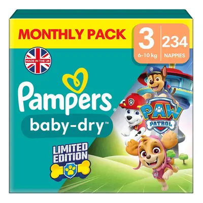 Pampers Baby-Dry Paw Patrol Edition Size 3, Nappies, 6kg-10kg, Monthly Pack