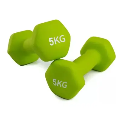 (2 x Kg Green) Dumbbell Hand Weights Ladies Dumbells Set Men Cast Iron Fitness Yoga Home Gym UK