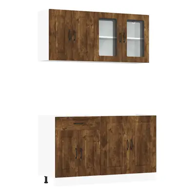 (smoked oak) vidaXL Piece Kitchen Cabinet Set Kalmar Black Engineered Wood