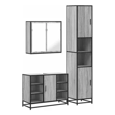 (grey sonoma) vidaXL Piece Bathroom Furniture Set Grey Sonoma Engineered Wood