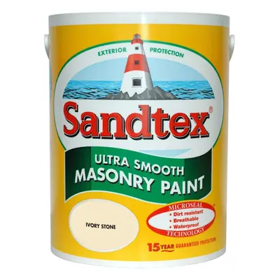 Sandtex 5L Smooth Masonry Paint Ivory Stone