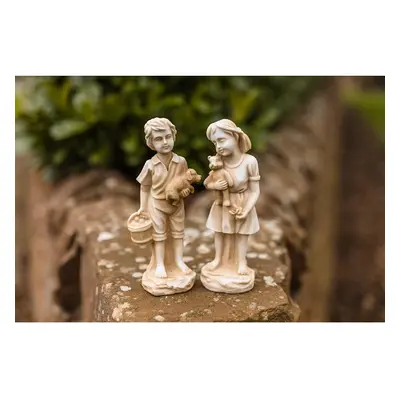 Boy & Girl Statue Garden Ornaments Fully Waterproof Stone Effect