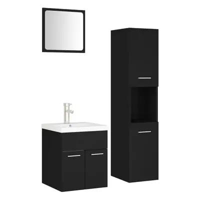 (black) vidaXL Bathroom Furniture Set Chipboard Wall Mirror Multi Sizes Multi Colors