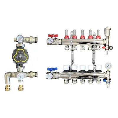 (5 PORT) WÃ¤rmer System Underfloor Heating Manifold with 'A' Rated Auto Pump GPA25-6 III and Ble