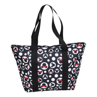 Disney Tote Mickey & Minnie Mouse Icon Polka Dot Print Travel Bag Blac