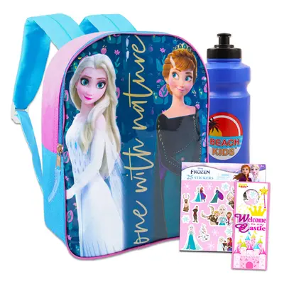 Disney Frozen Backpack for Girls - Bundle 15"" Frozen Backpack Water Bottle Stickers and More | 