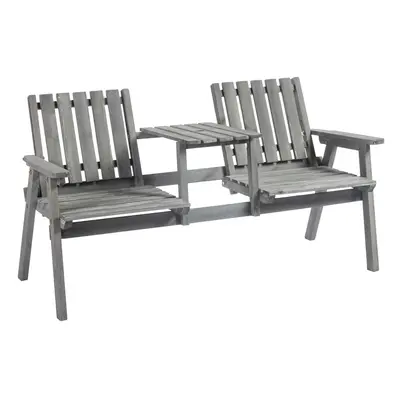 Outsunny 2-Seater Wooden Garden Bench with Armrest, Grey