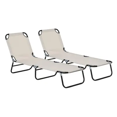 Outsunny Piece Reclining Chaise Lounge with 5-Level Adjustable Backrest Cream