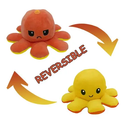 (Yellow + Orange) Double-Sided Flip Reversible Octopus Plush Toy