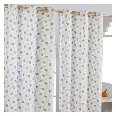 Homescapes Paisley and Dots Ready Made Eyelet Curtain Pair, x cm Drop