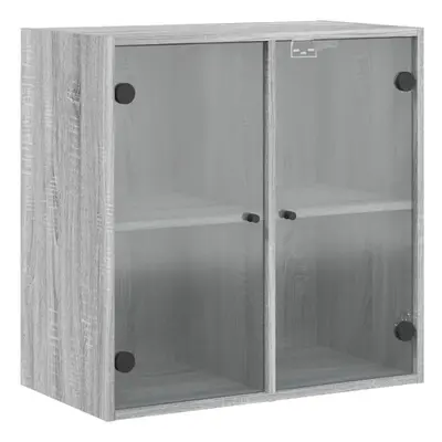 (grey sonoma) vidaXL Wall Cabinet with Glass Doors Bathroom Cupboard Wall Storage Cabinet