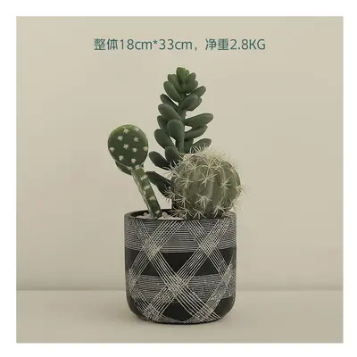 (Combining meat 21) Small Bonsai Green Plant Fake Flower Fairy Palm Potted Ceramic Succulent Pla