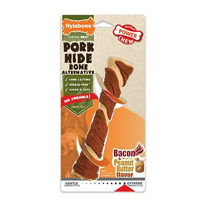 Nylabone Power Chew Alternative Pork Hide Bone Pork Hide Bacon & Peanut Butter Large/Giant Count