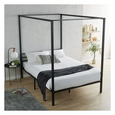 (Double) Home Source Sierra Poster Black Metal Canopy Bed Frame