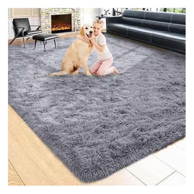 (200cm x 290cm (6ft 8in x 9ft 7in)- Extra Large Area Rug/ Carpet, Grey Rugs) Extra Large Shaggy 