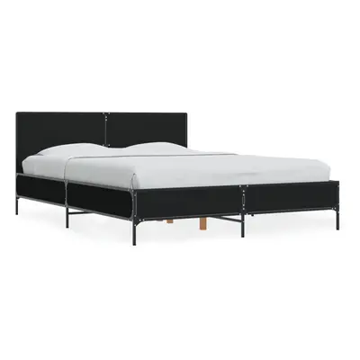 (black, x cm) vidaXL Bed Frame Home Bed Base Smoked Oak 140x190 cm Engineered Wood and Metal