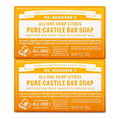 Dr. Bronner's - Pure-Castile Bar Soap (Citrus ounce 2-Pack) - Made with Organic Oils For Face Bo