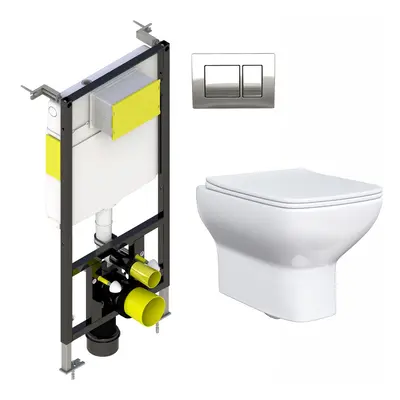 Nes Home Rimless Square Wall Hung Toilet Pan & Wall Frame