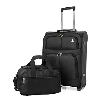 Aerolite 55x40x20 Expandable 42L Suitcase Carry-On Cabin Luggage Trolley + 40x20x25 Ryanair Cabi