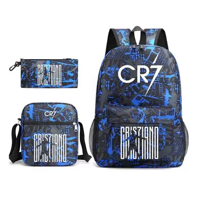 (18) 3pcs Football CR7 Backpack 3D Printe Teens Shoulder Bags