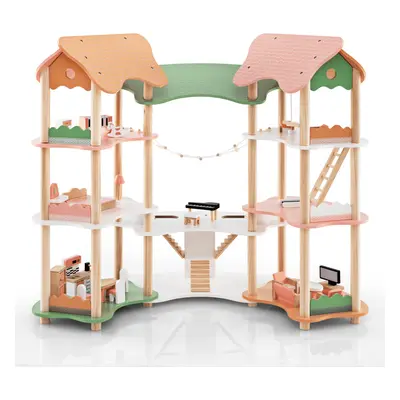 Multi-Layer Wooden Dollhouse Versatile Kids Playhouse Toy-Colorful