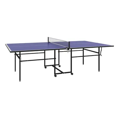 SPORTNOW 9FT Holding Tennis Table w/ Four Wheels, for Indoors, Blue