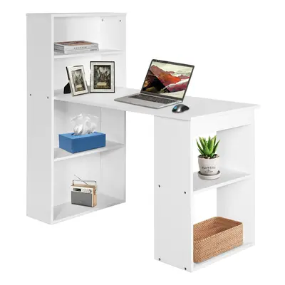 48 Inch Writing Desk Compact Computer Desk w/ 6-tier Storage Shelves