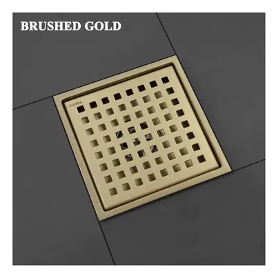 (Brushed Gold) Stainless Steel 150MM*150MM Shower Room Floor Drain Filter Square