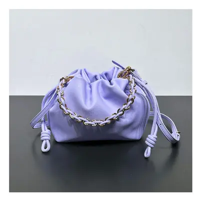 (Taro purple, 23-5.5-17cm) New Chinese Messenger Women's Bag Cowhide Blessing Bag Bucket Bag Pum