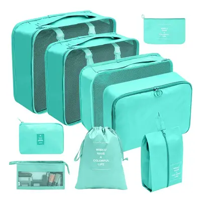 (Digital Makeup Nine Piece Set Bright Blue, suit) Hot Selling Amazon Waterproof Travel Storage B