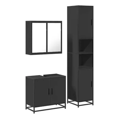 (black) vidaXL Piece Bathroom Furniture Set Sonoma Oak Engineered Wood