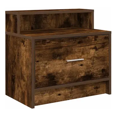 (smoked oak, pcs) vidaXL Bedside Cabinet with Drawer Concrete Grey 51x31x47 cm bedside table