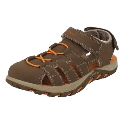 (UK 3, Dark Earth (Brown)) Boys Merrell Closed Toe Sandals Waterpro Web - Fit