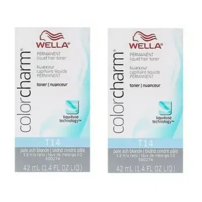 (T14+T14 Toners) Wella Color Charm Permanent Liquid Hair Toner - T14 Pale Ash Blonde