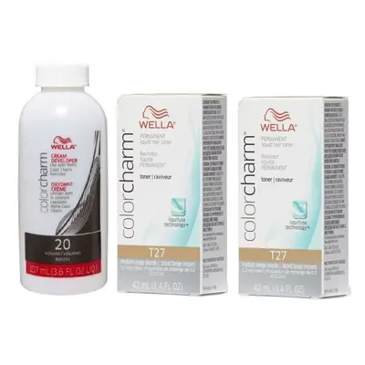 (2pk Medium Beige With Cream Developer -106ml) Wella Blonde Colour Charm | Permanent Liquid Hair