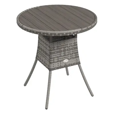 Outsunny Outdoor PE Rattan Dining Table w/ Wood-plastic Composite Top, Grey