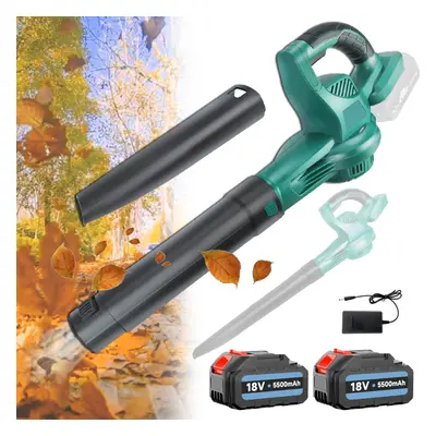 Powerful Cordless Air Blower Electric Garden Leaf Snow Dust Corner Cleaner+2x 5.5A Battery+Charg