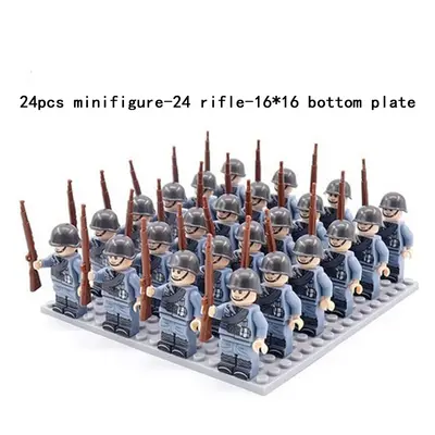 (V-24pcs) Minifigures Military Building Blocks 24pcs Eight-nation Phalanx Rifle Models Accessori