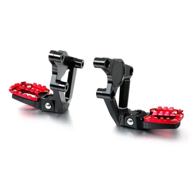 (Black+Red) Motorcycle Accessories Folding Rear Foot Pegs Footrest Passenger