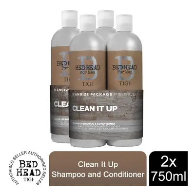 Bed Head for Men Shampoo & Conditioner Clean It Up Duo 750ml [BUY - DUO PACK]